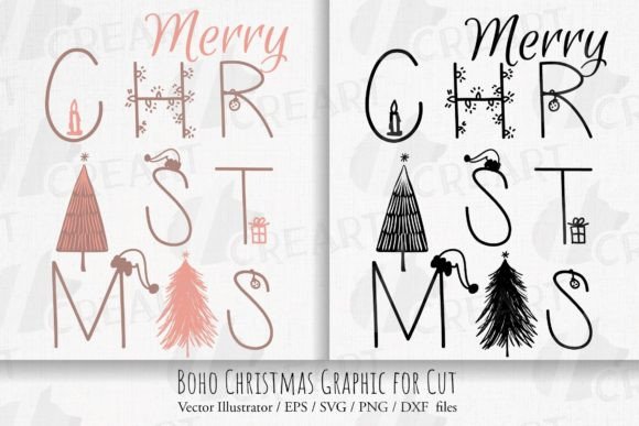 Boho Merry Christmas Hand Drawn Pines: A Versatile Design for Modern Holiday Creations