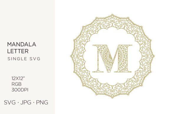 Elevate Designs with Golden Floral Mandala Frame, Letter M