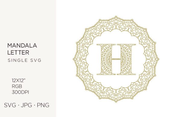 Elevating Design with the Golden Floral Mandala Frame and Letter H