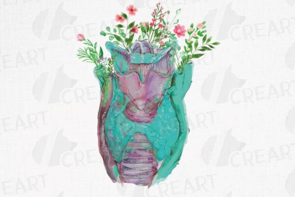 Floral Human Anatomy Larynx with Thyroid: A Guide to High-Quality Medical Art for Design and Decor