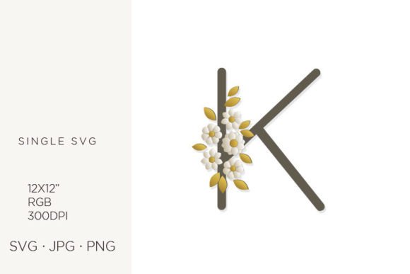 Floral Monogram Letter K: Elegant Design Assets