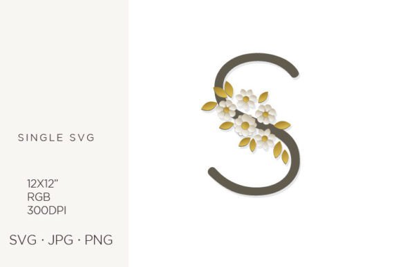 Floral Monogram with Flowers and Letter S: A Versatile Design Resource for Creative Projects