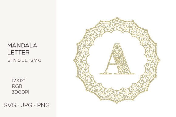 Golden Floral Mandala Frame, Letter A: Evaluating Its Role in Digital Design and Craft Projects