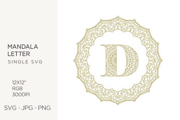 Golden Floral Mandala Frame, Letter D: Elevating Your Creative Projects with Precision and Elegance