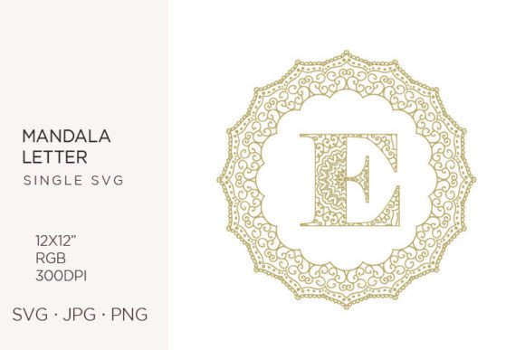Golden Floral Mandala Frame, Letter E: Elevating Your Creative Projects with Elegant Digital Art