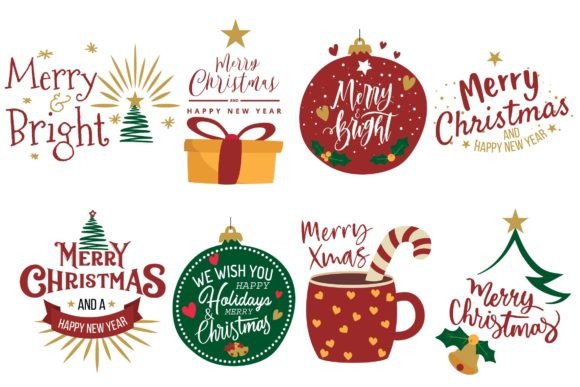 Merry Christmas Greeting Card Bundle PNG