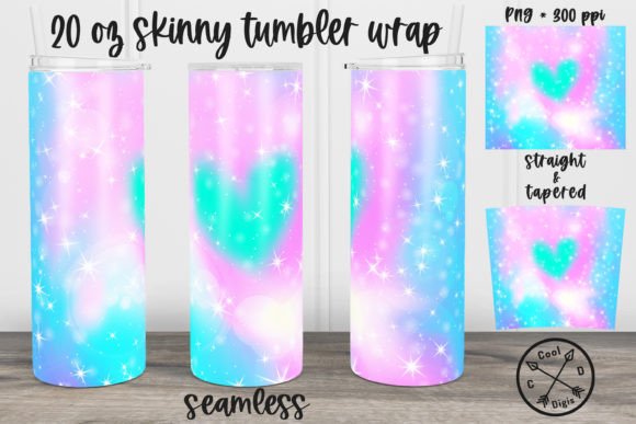 Unicorn Rainbow Stars Heart Tumbler Wrap