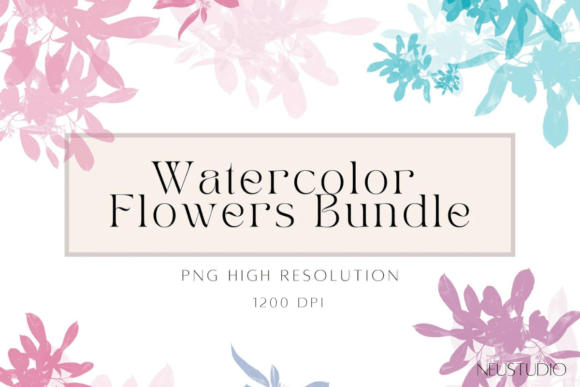 Watercolor Flowers PNG Clipart Bundle